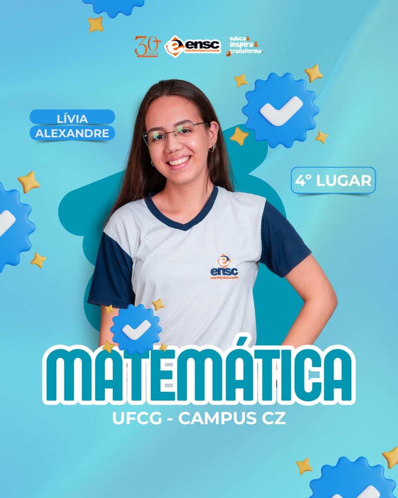 Lívia Alexandre - 4º lugar em Matemática, UFCG Campus CZ