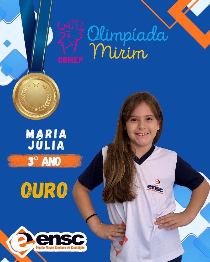 Maria Júlia - ouro na Olimpíada Mirim OBMEP